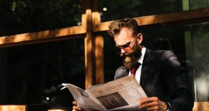 Stylish man read newspaper