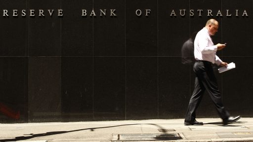 SYDNEY, AUSTRALIA - FEBRUARY 03: A Pedestrian walk past the Reserve Bank of Australia as economists wait to see if The Reserve Bank of Australia cut official interest rates today, at the RBA on February 3, 2009 in Sydney, Australia. The RBA are expected to cut rates by up to 1 percent this afternoon, taking rates down to 3.25 per cent, with further cuts already being discussed for next month. The rate cut would put pressure on the top four Australian banks to follow suit and cut their rates on the back of recently announced huge profits, to rates not seen in Australia since the 1964. (Photo by Brendon Thorne/Getty Images)