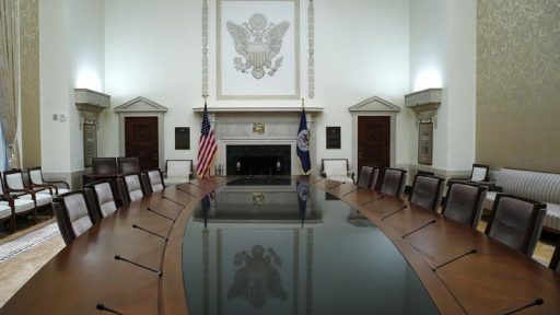 The conference table of the Federal Reserve Board of Governor is seen empty at Federal Reserve Board headquarters before new Chairwoman Janet Yellen took the oath of office in the conference room at the Federal Reserve Board in Washington