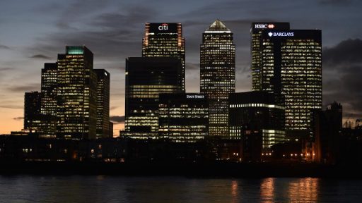 Canary Wharf at night