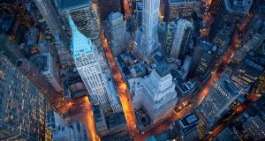 Wall Street at night