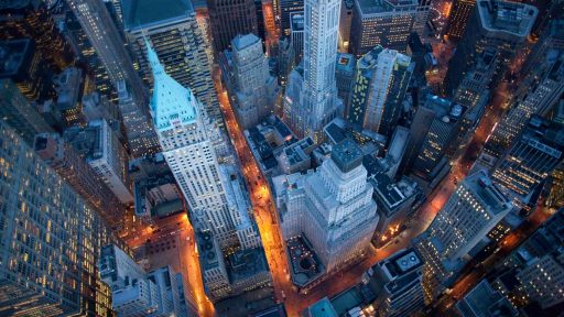 Wall Street at night