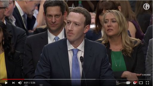 Mark Zuckerbegr in front of US Congress