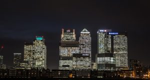 Canary Wharf at night