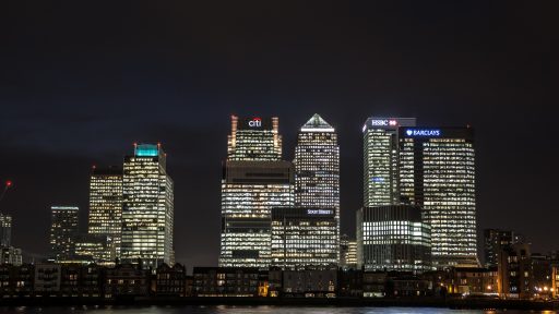 Canary Wharf at night